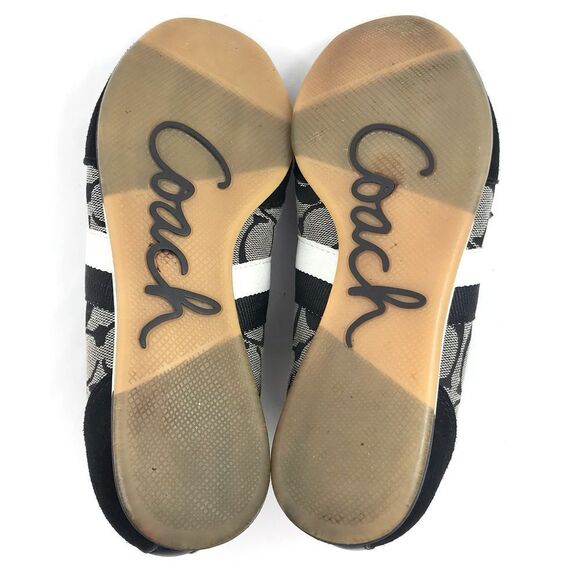 Coach JOSS Black Suede Gray Signature Monogram Canvas Lace Up Casual Sneakers - Picture 14 of 15